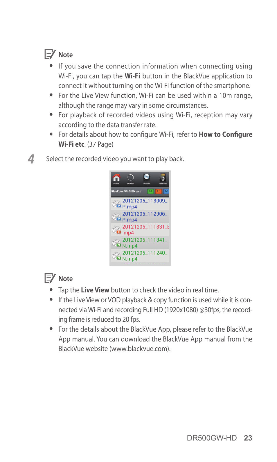 BlackVue DR500GW-HD V.5.01 User Manual | Page 23 / 46