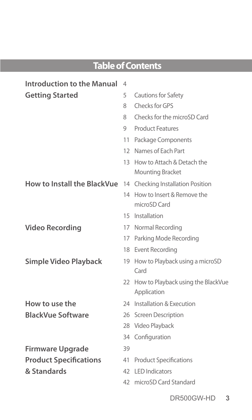 BlackVue DR500GW-HD V.5.01 User Manual | Page 3 / 46