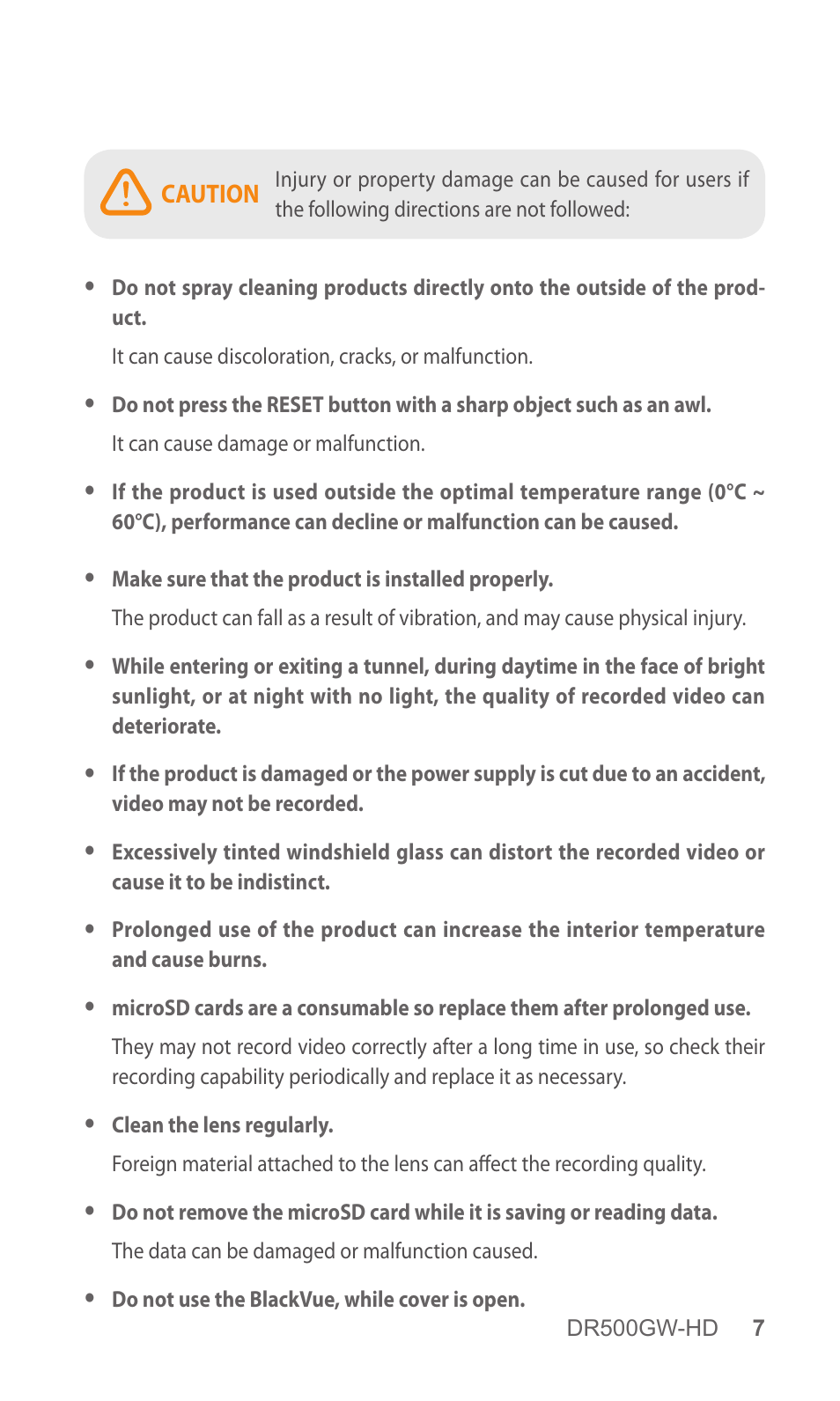 BlackVue DR500GW-HD V.5.01 User Manual | Page 7 / 46