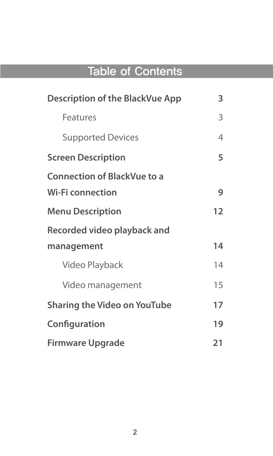 BlackVue App V.2.00 User Manual | Page 2 / 21