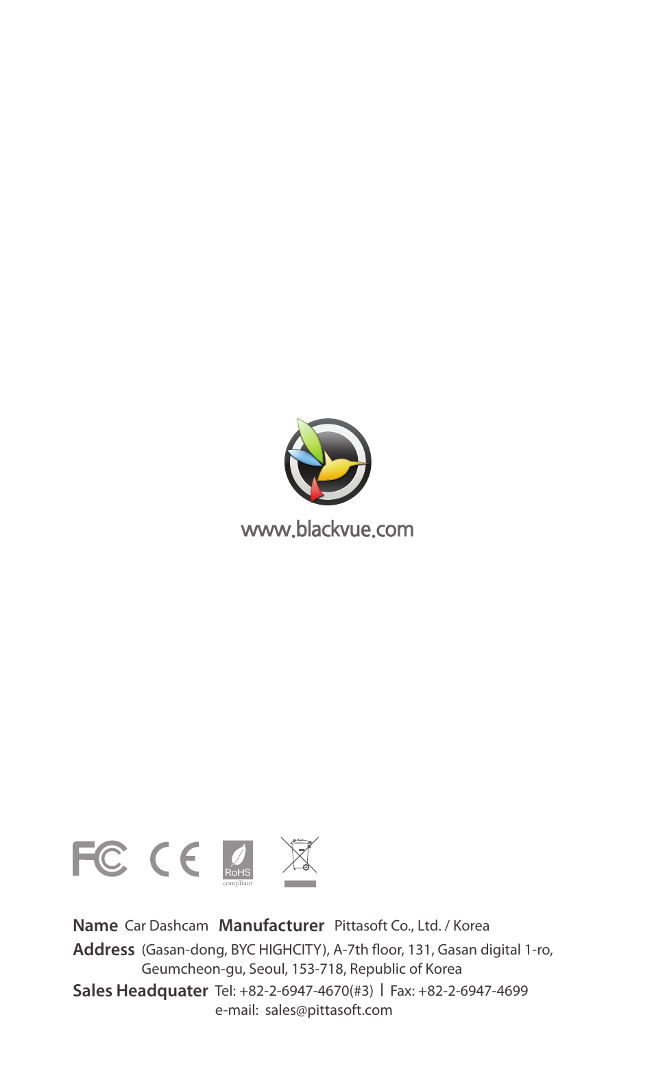 BlackVue DR500-HD V2.00 User Manual | Page 2 / 44