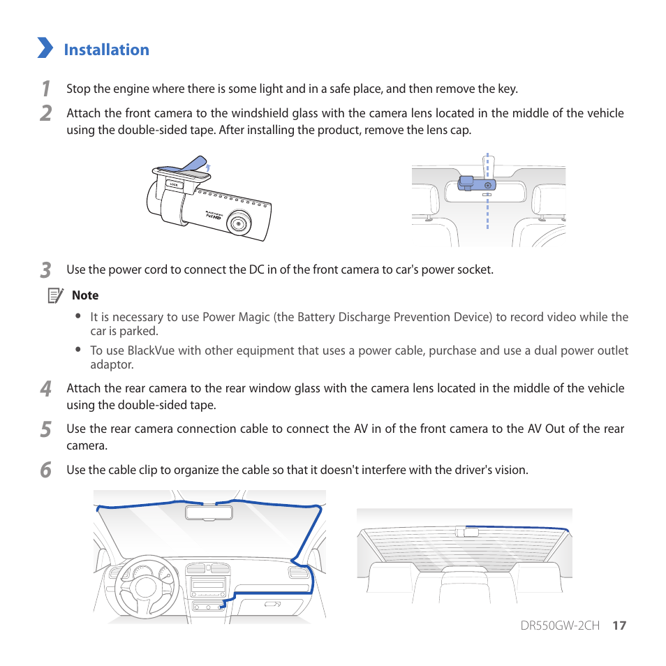 Installation, 17 installation | BlackVue DR550GW-2CH V2.03 User Manual | Page 17 / 52