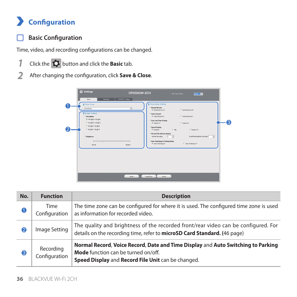 Configuration, 36 configuration | BlackVue DR550GW-2CH V2.03 User Manual | Page 36 / 52