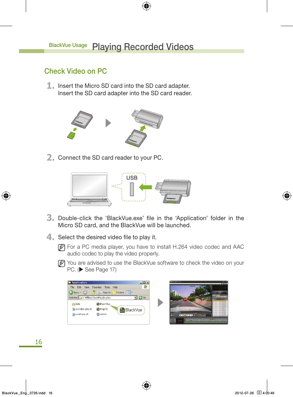 Playing recorded videos | BlackVue Integrated V.2.00 User Manual | Page 18 / 44