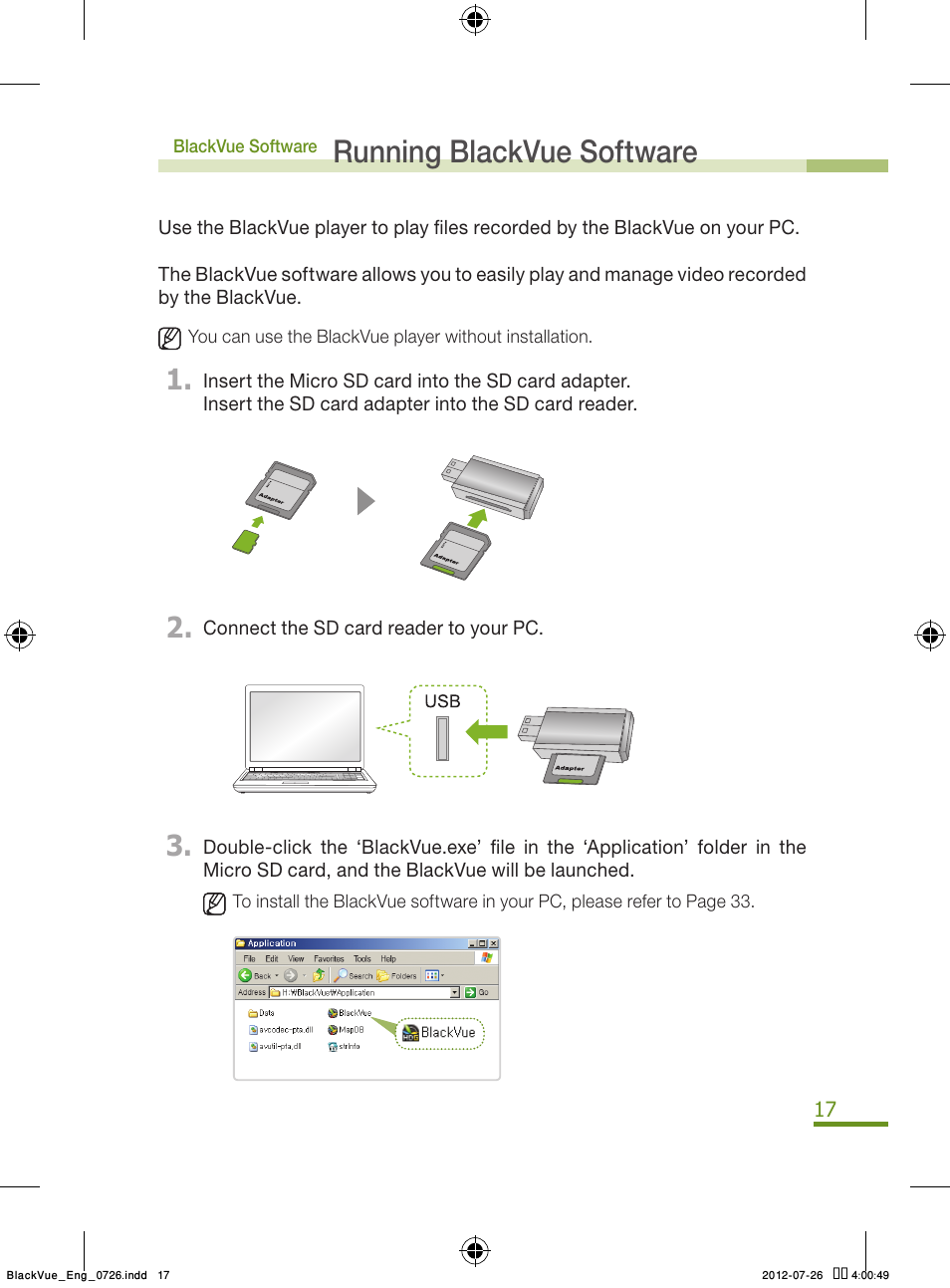 17 r, Running blackvue software | BlackVue Integrated V.2.00 User Manual | Page 19 / 44