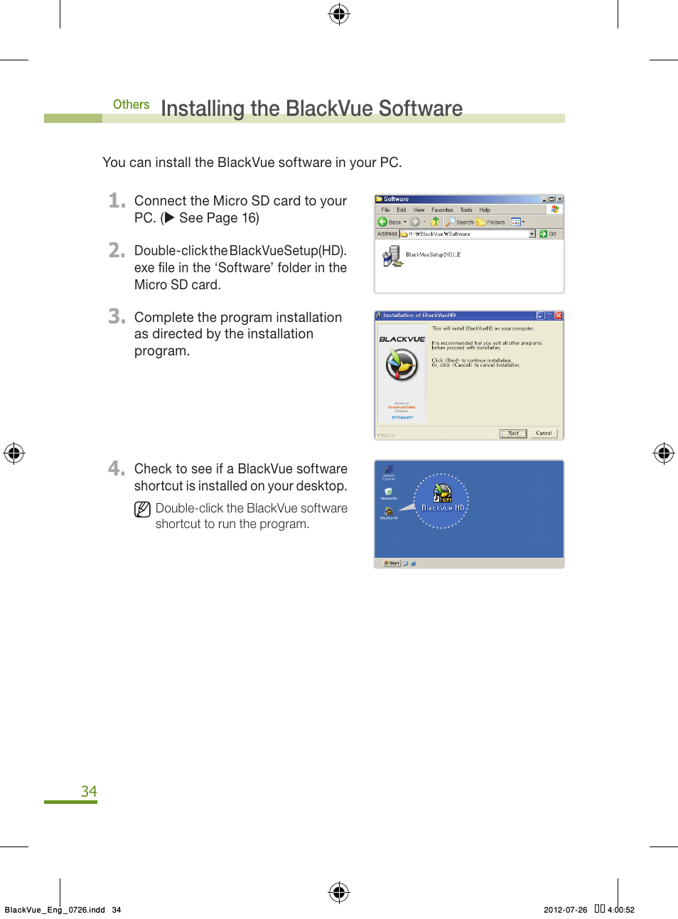 Installing the blackvue software | BlackVue Integrated V.2.00 User Manual | Page 36 / 44