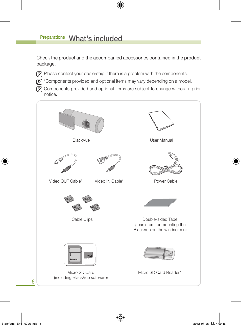 What's included | BlackVue Integrated V.2.00 User Manual | Page 8 / 44