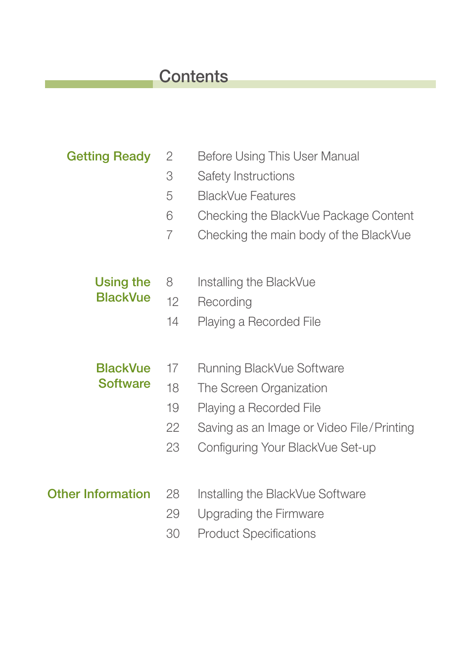 BlackVue DR300G User Manual | Page 3 / 36