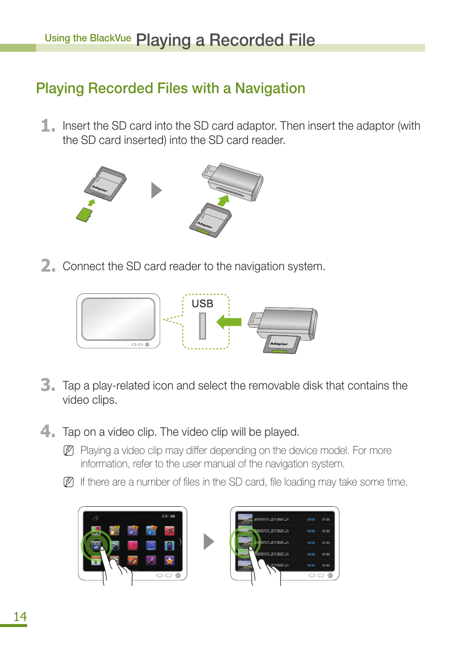 Playing a recorded file | BlackVue DR350 User Manual | Page 16 / 32