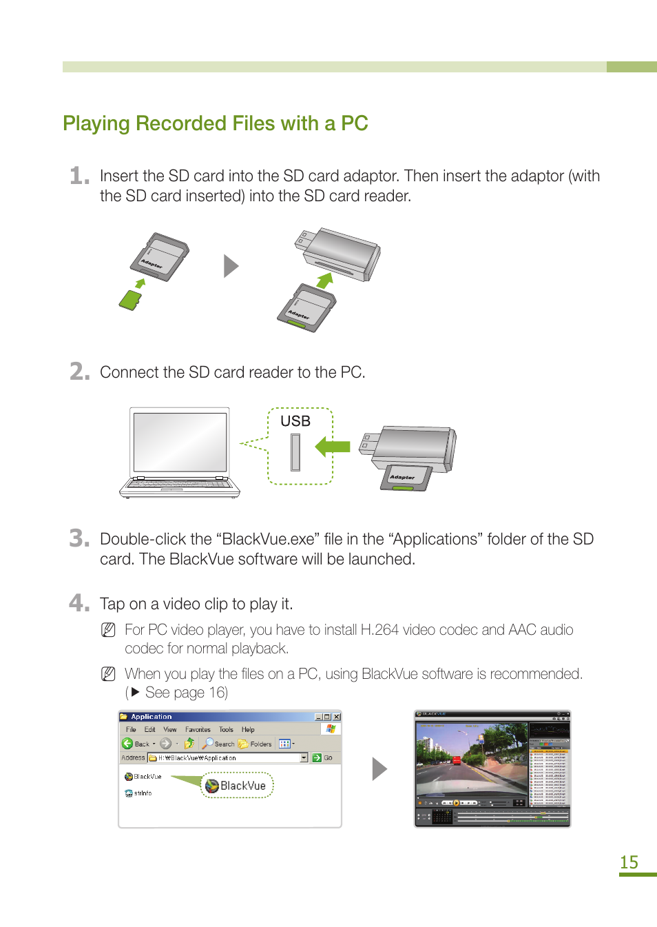 Blackvue software, Running blackvue software | BlackVue DR350 User Manual | Page 17 / 32