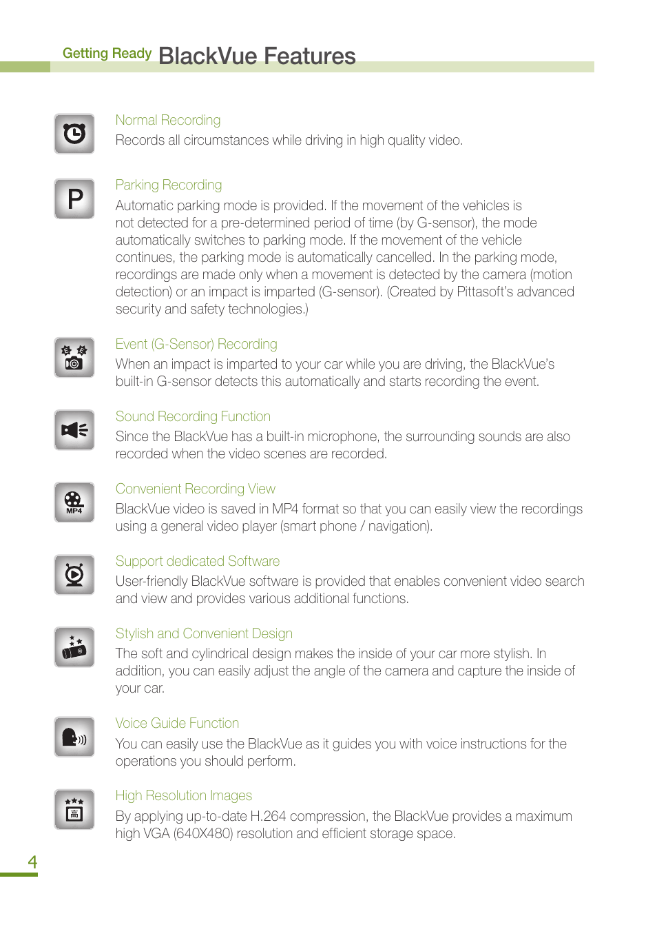 Blackvue features | BlackVue DR350 User Manual | Page 6 / 32