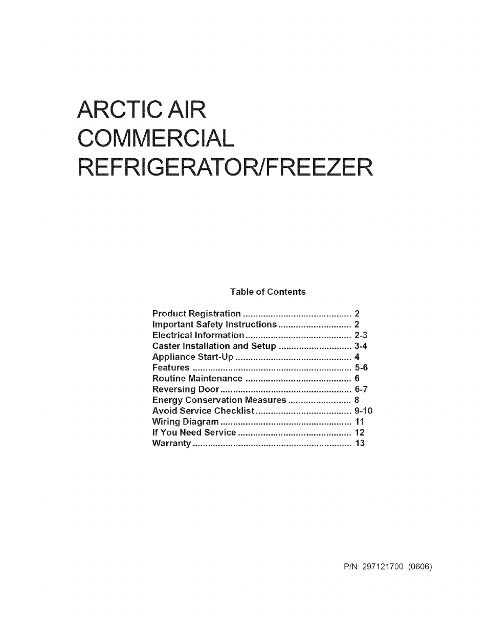 Arctic Air Refrigerator User Manual | 13 pages