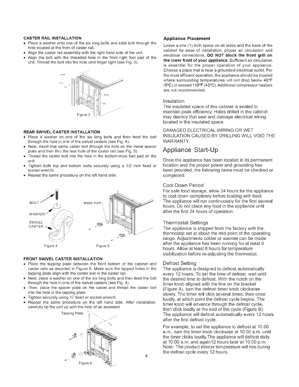 Insulation, Appliance start-up, Cool down period | Thermostat settings, Defrost setting, I y....i | Arctic Air Refrigerator User Manual | Page 4 / 13