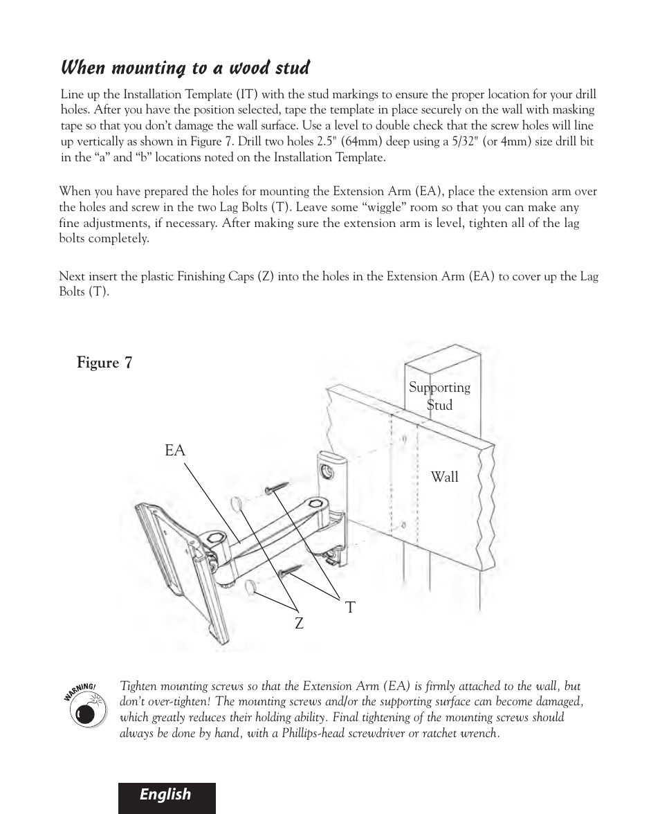 When mounting to a wood stud | Bell'O 8160 User Manual | Page 12 / 21