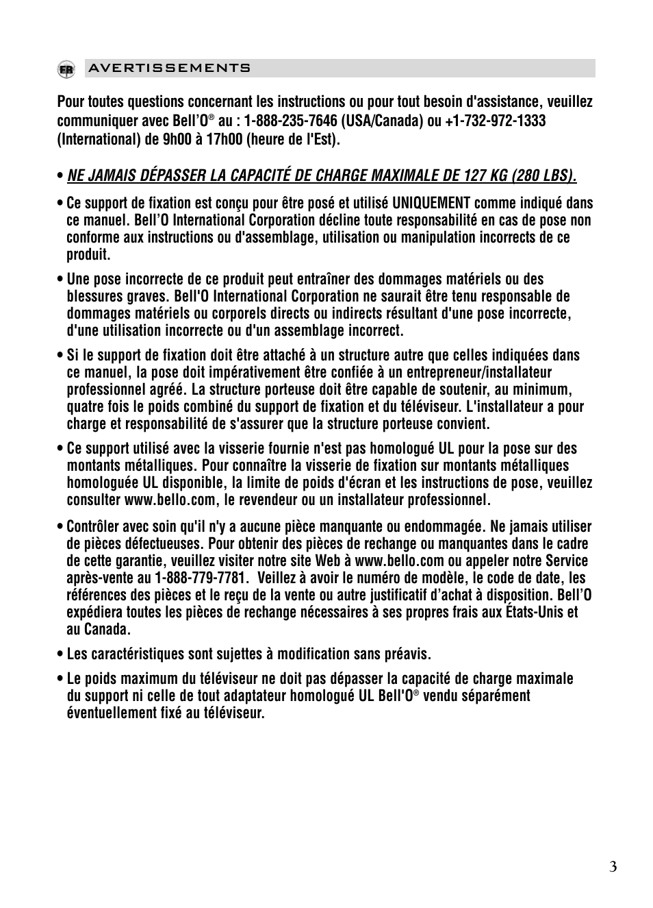 Bell'O 7640 User Manual | Page 3 / 52