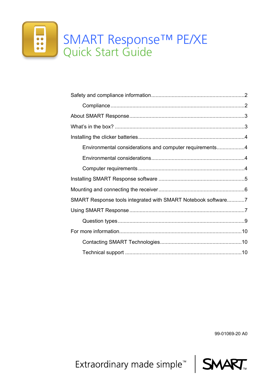Smart Technologies SMART Response PE/XE User Manual | 12 pages