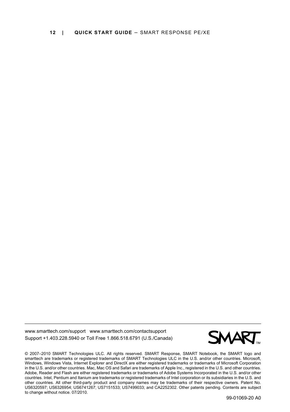 Smart Technologies SMART Response PE/XE User Manual | Page 12 / 12