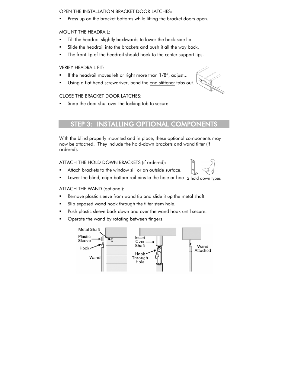 Step 3: installing optional components | Blinds Chalet Good Housekeeping 2 Wood Blinds User Manual | Page 6 / 12