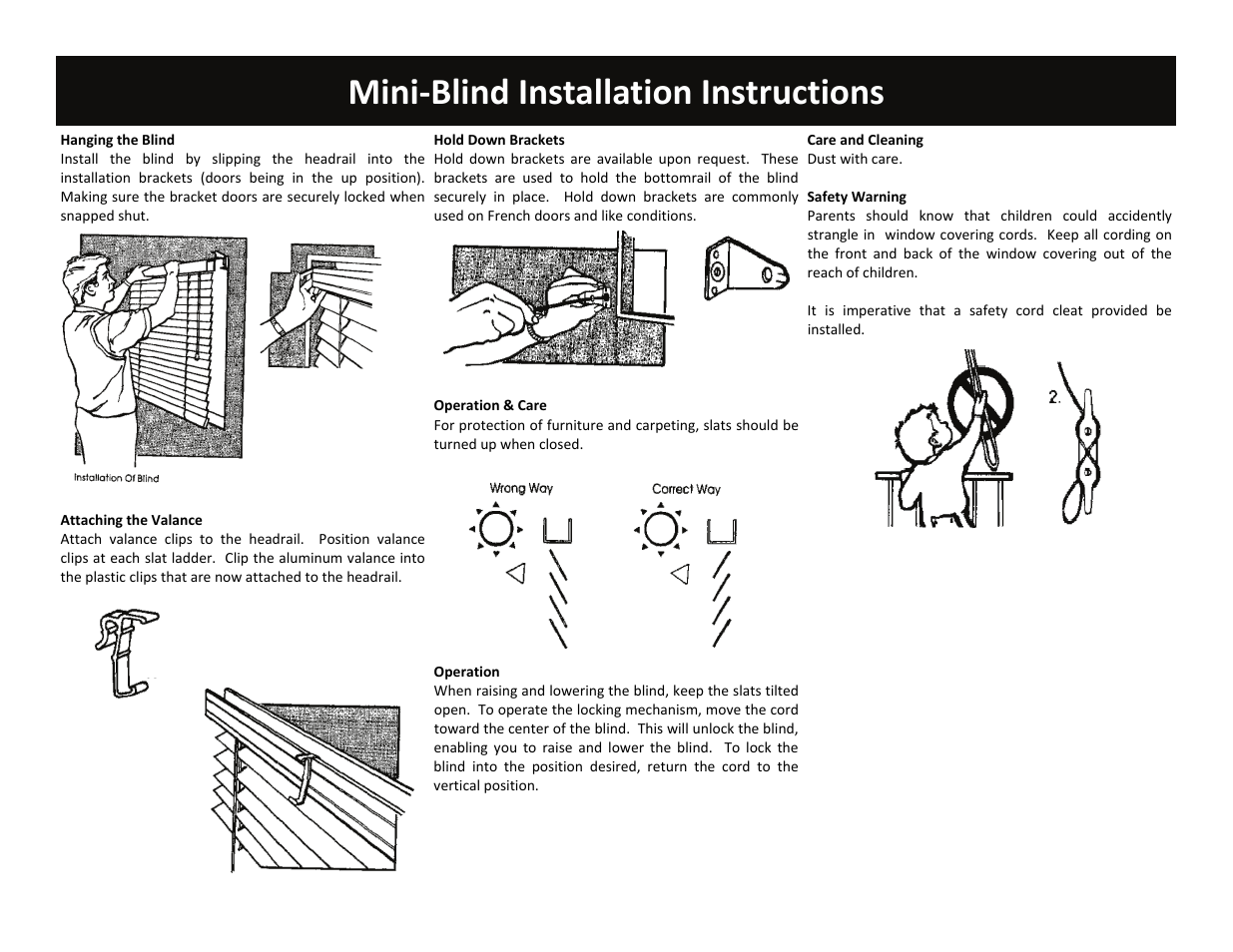 Mini‐blind installation instructions | Blinds Chalet Embassy 2 Macro Aluminum Blinds User Manual | Page 2 / 2