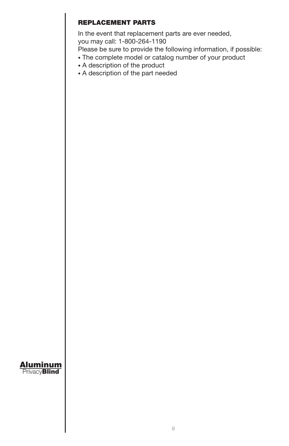 Aluminum | Blinds Chalet Privacy 1 Mini Blinds User Manual | Page 9 / 9
