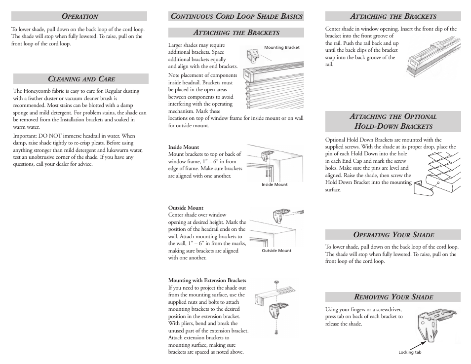 Stdccl09b.pdf, Installation & operating instructions, Honeycomb | Continuous cord loop shades | Blinds Chalet Continuous Cord Loop Installation User Manual | Page 2 / 2