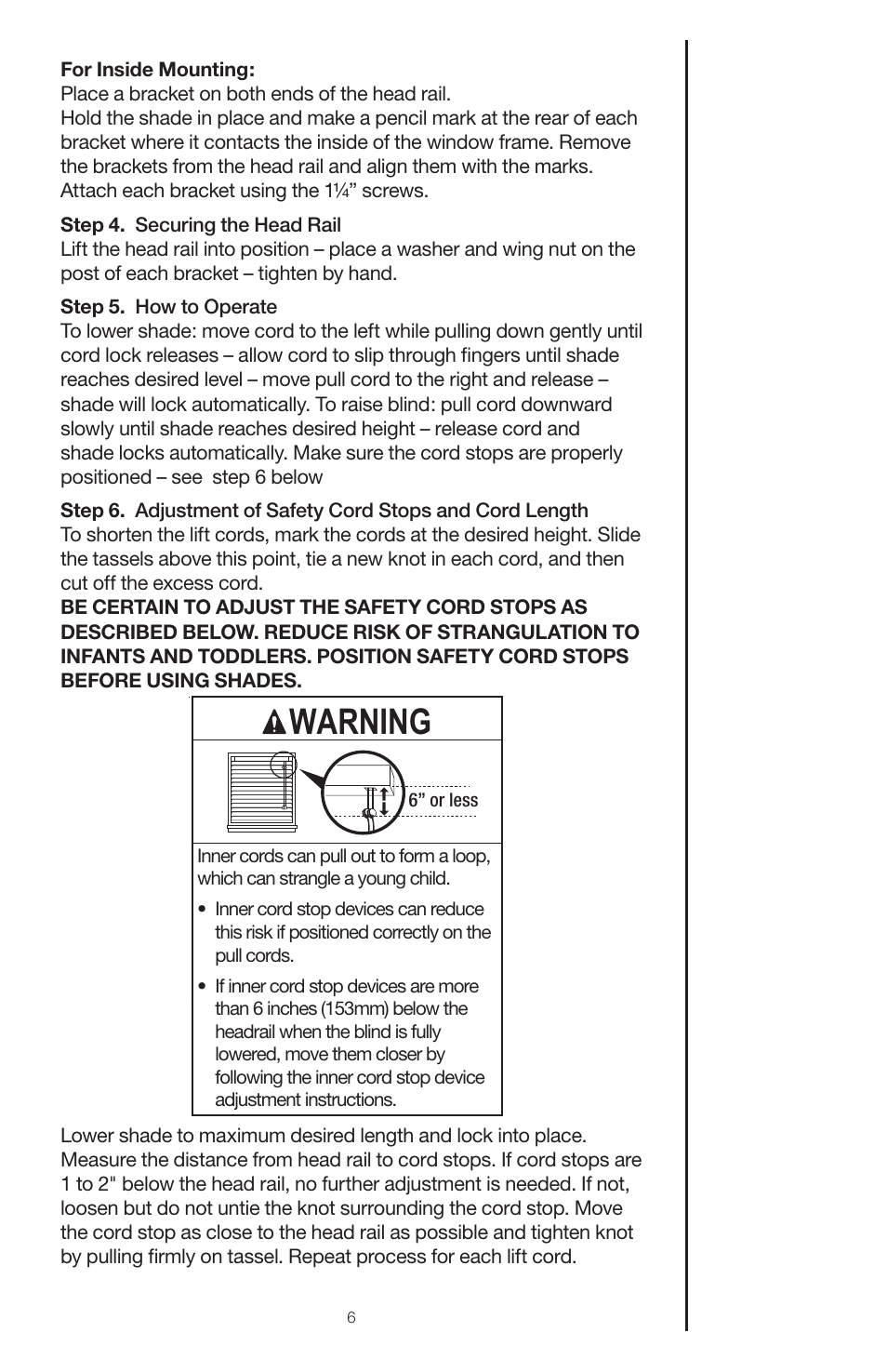 Warning | Blinds Chalet Honolua Woven Wood Shades User Manual | Page 6 / 16
