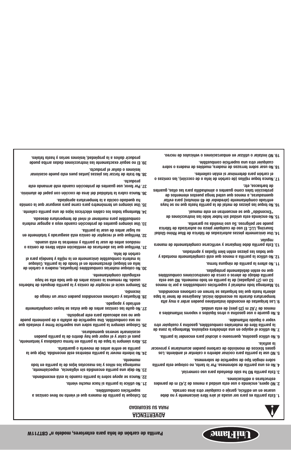 Advertencia | Blue Rhino CBT711W User Manual | Page 15 / 16