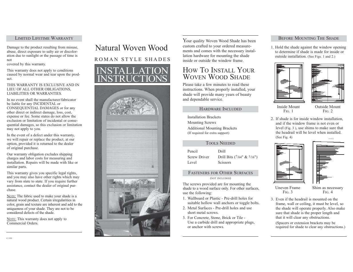 Blinds Chalet Premier Platinum Woven Wood Shades User Manual | 2 pages