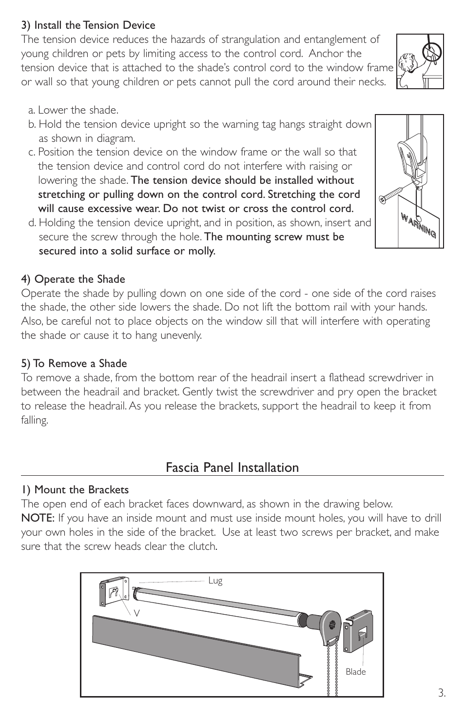 Fascia panel installation | Blinds Chalet EcoGreen Solar Screen Shades User Manual | Page 3 / 4