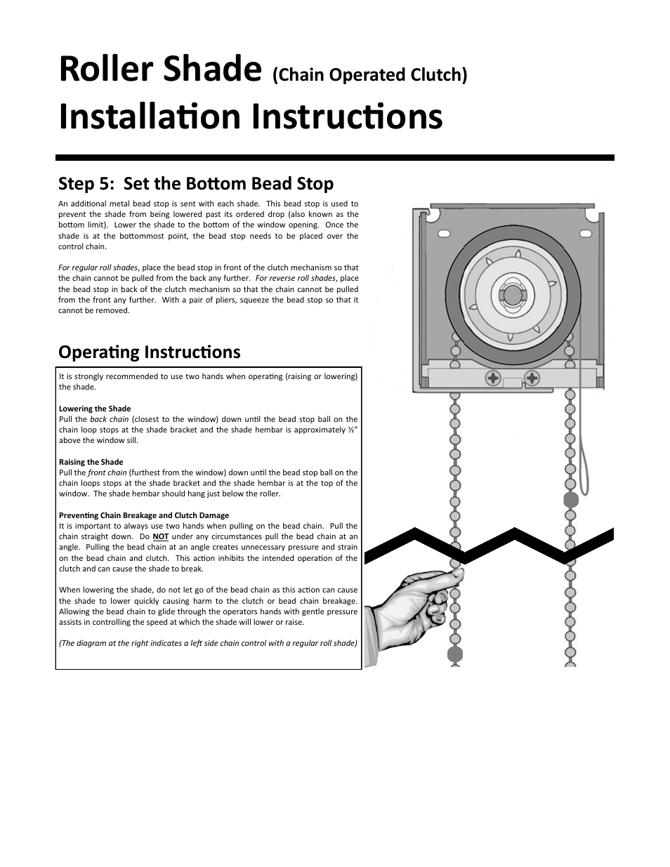 Roller shade, Installation instructions | Blinds Chalet Eclipse 5% Screen Roller Shades User Manual | Page 2 / 2