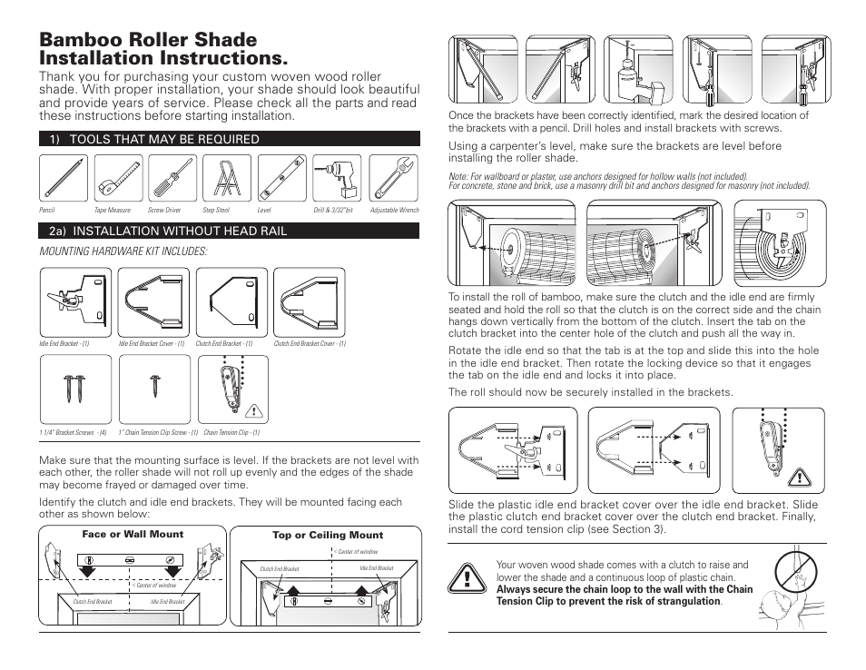 Blinds Chalet Tavarua Sunscreen Bamboo Roller Shades User Manual | 2 pages
