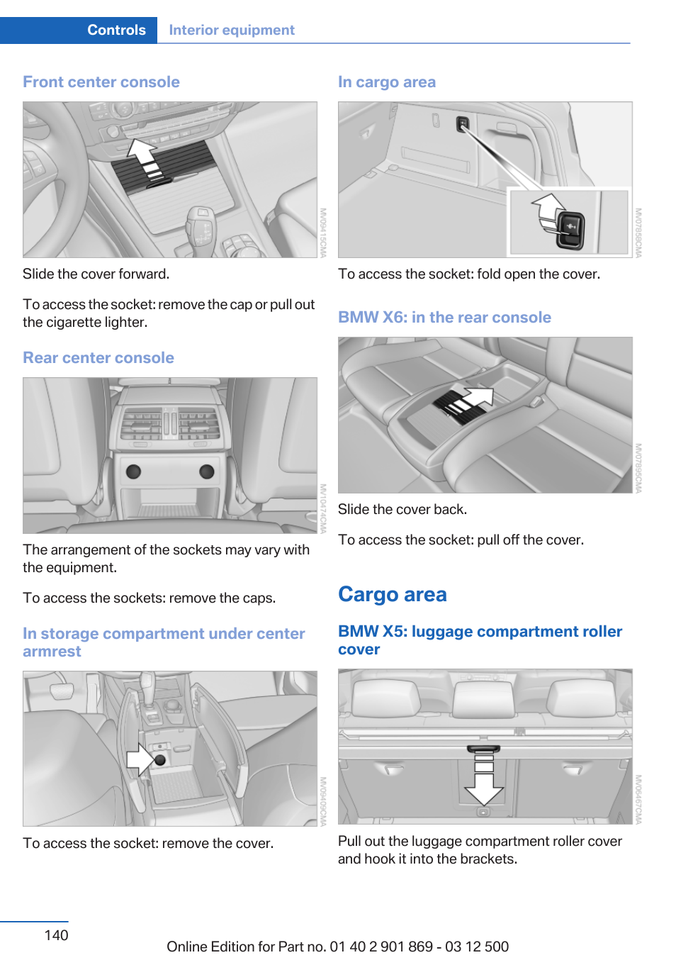 Cargo area, And, if necessary, slide the 2nd row | BMW 2013 X5 User Manual | Page 140 / 339