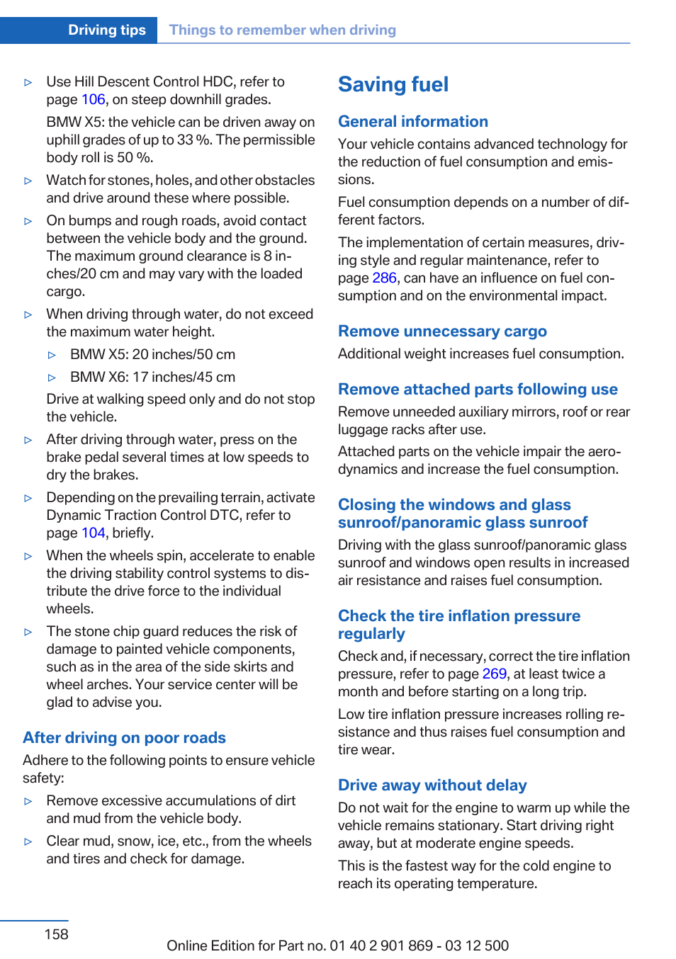 Saving fuel | BMW 2013 X5 User Manual | Page 158 / 339