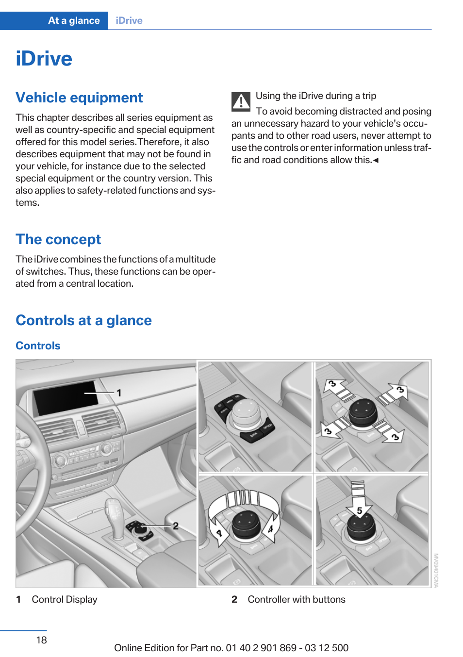 Idrive, Vehicle equipment, The concept | Controls at a glance | BMW 2013 X5 User Manual | Page 18 / 339