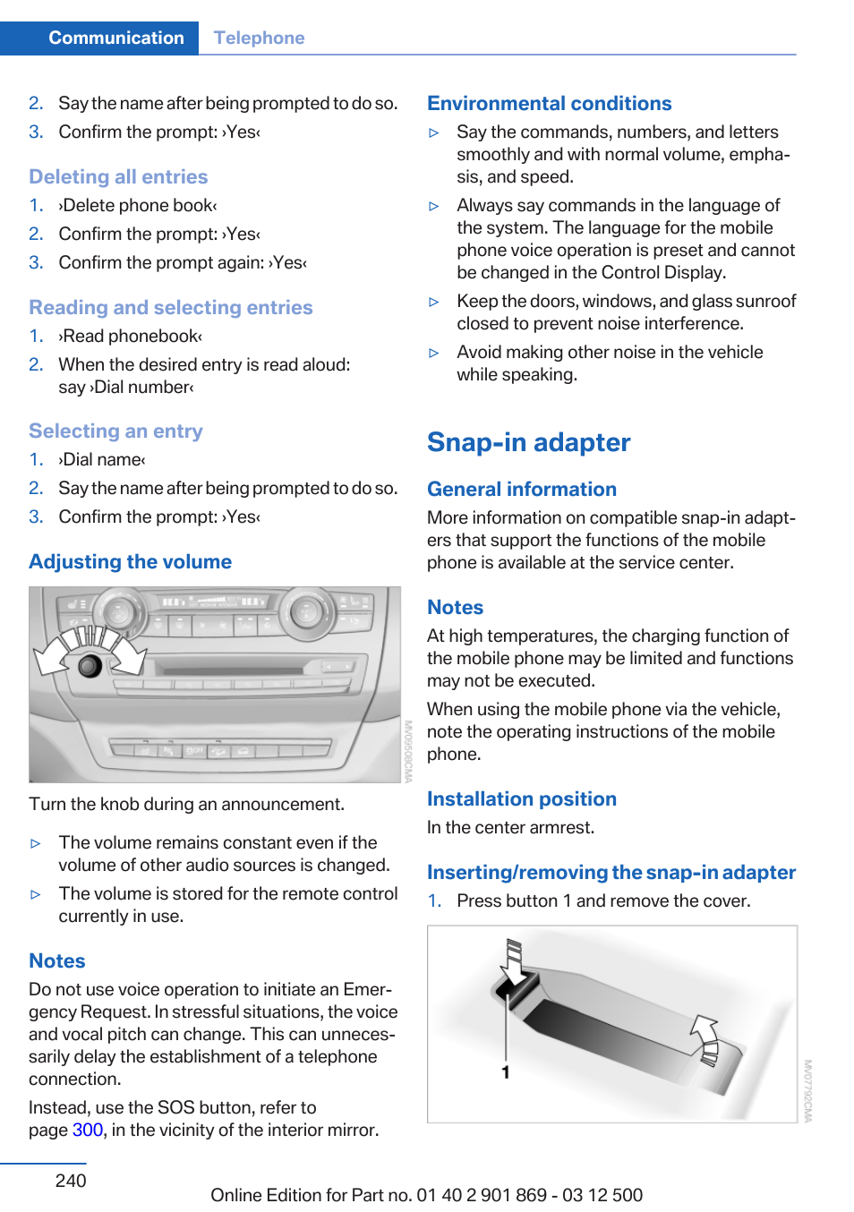 Snap-in adapter | BMW 2013 X5 User Manual | Page 240 / 339