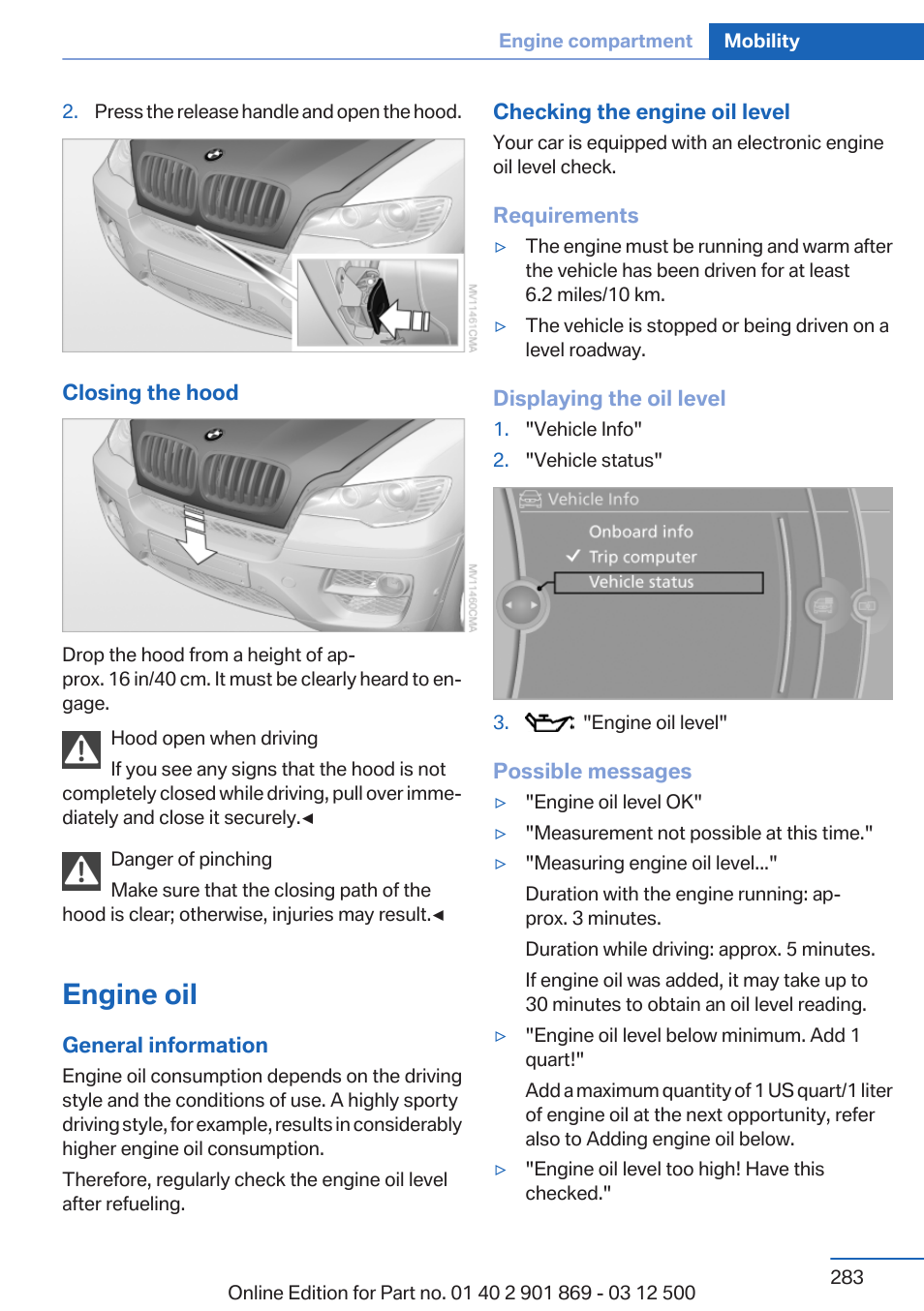 Engine oil | BMW 2013 X5 User Manual | Page 283 / 339