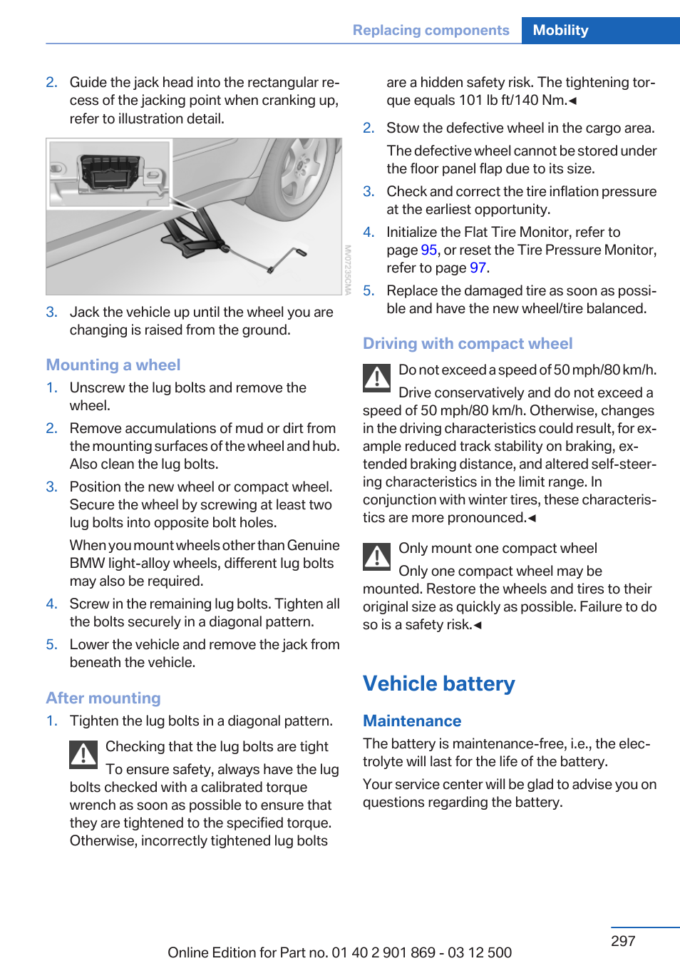 Vehicle battery | BMW 2013 X5 User Manual | Page 297 / 339