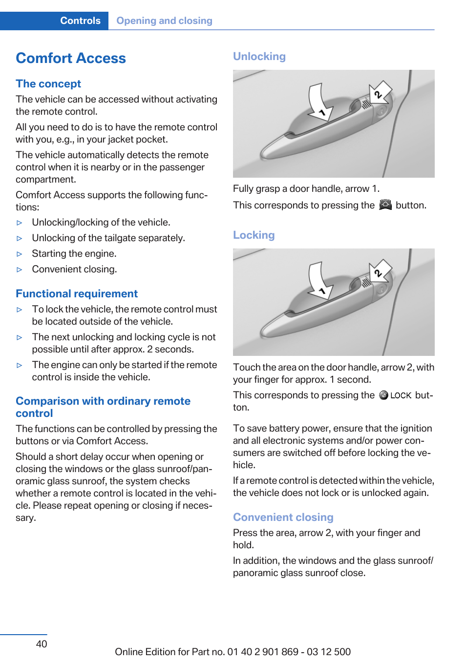 Comfort access | BMW 2013 X5 User Manual | Page 40 / 339