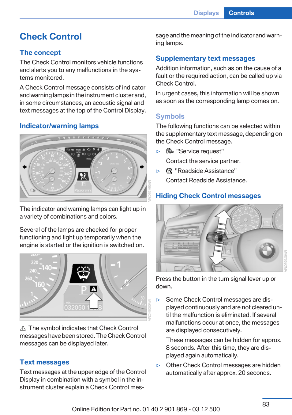 Check control, Present | BMW 2013 X5 User Manual | Page 83 / 339