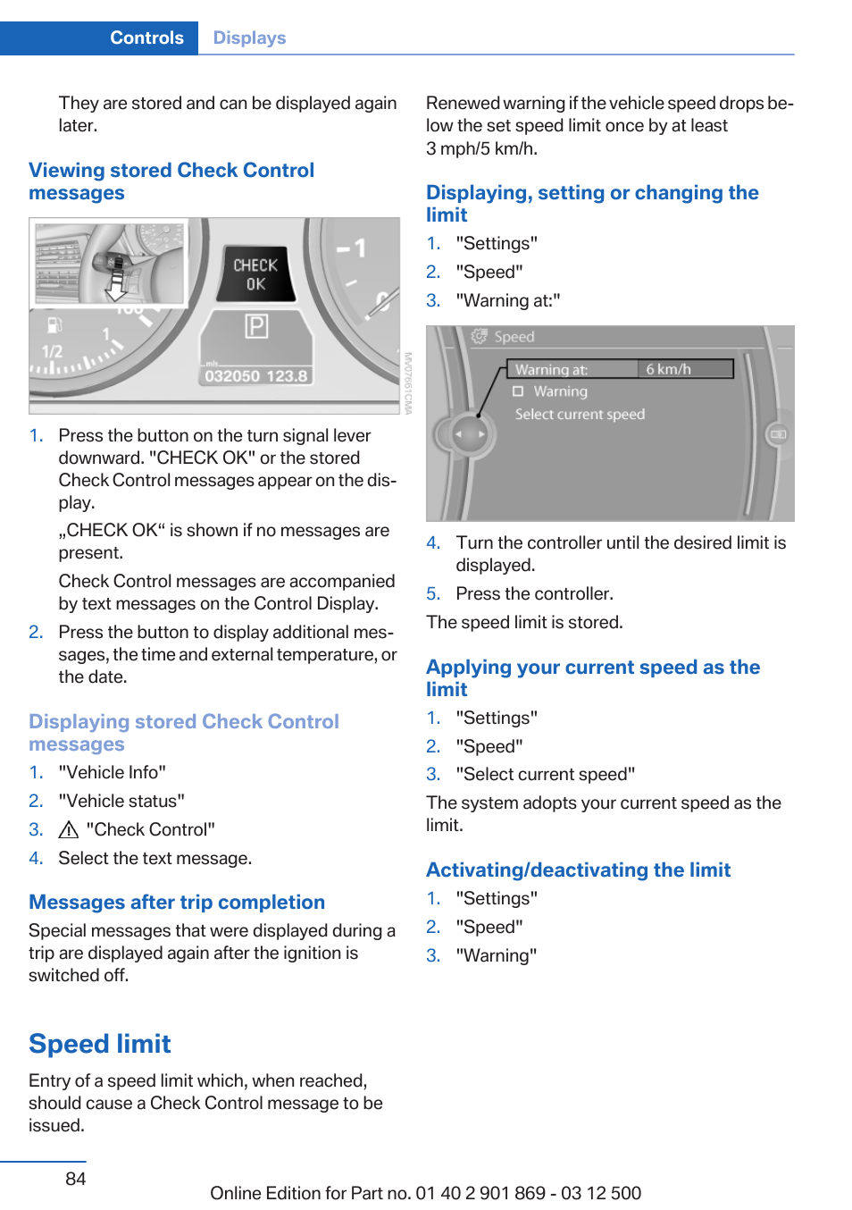 Speed limit | BMW 2013 X5 User Manual | Page 84 / 339