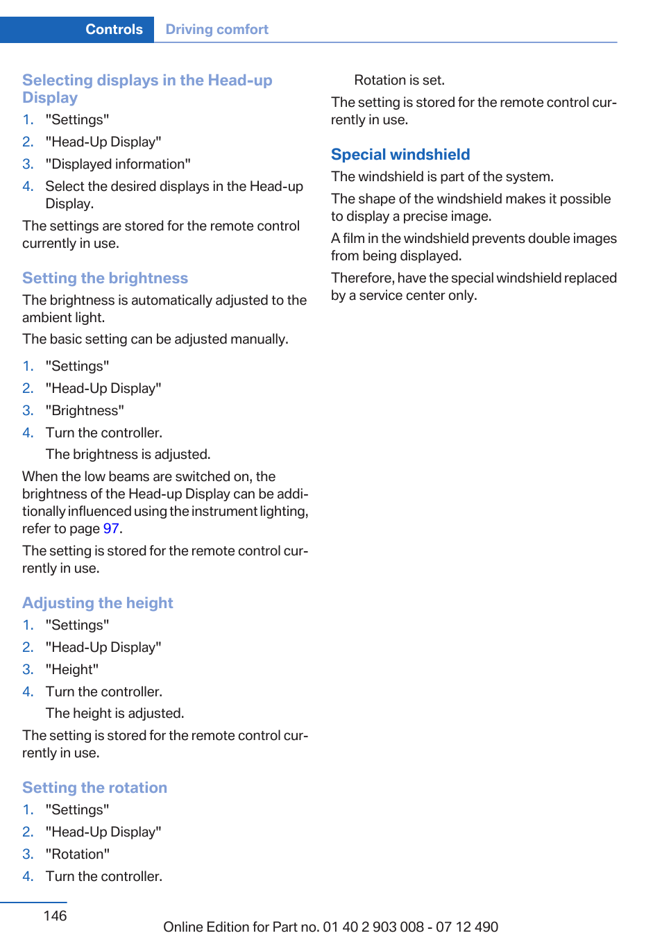 BMW 2013 5 Series User Manual | Page 146 / 252