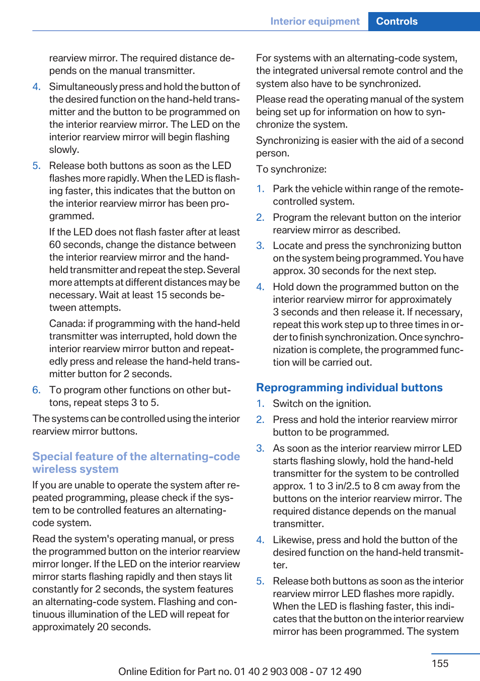 BMW 2013 5 Series User Manual | Page 155 / 252