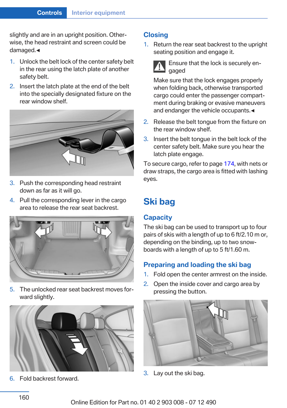 Ski bag | BMW 2013 5 Series User Manual | Page 160 / 252