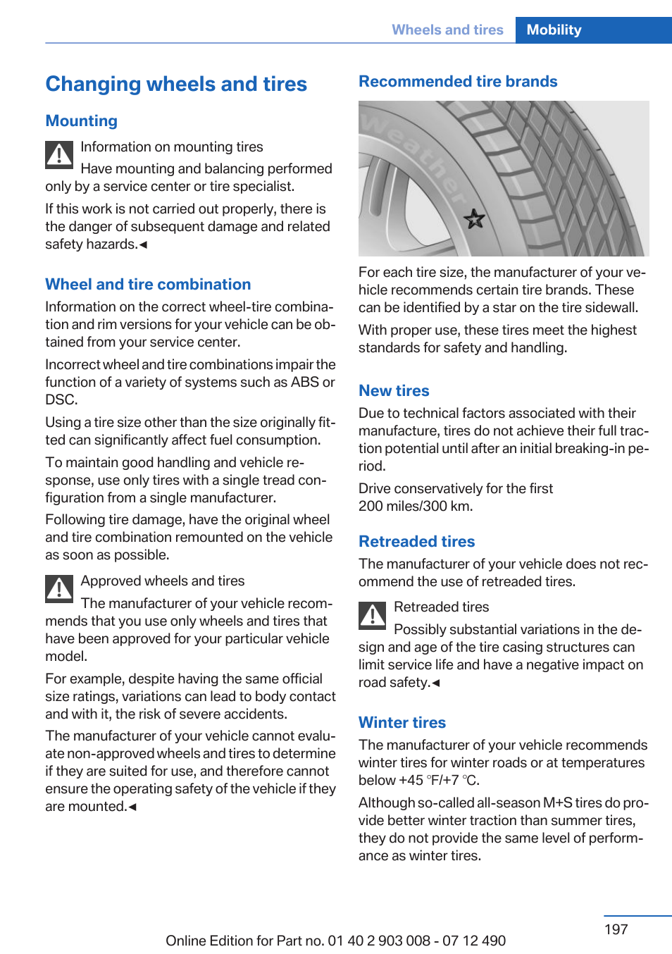 Changing wheels and tires | BMW 2013 5 Series User Manual | Page 197 / 252