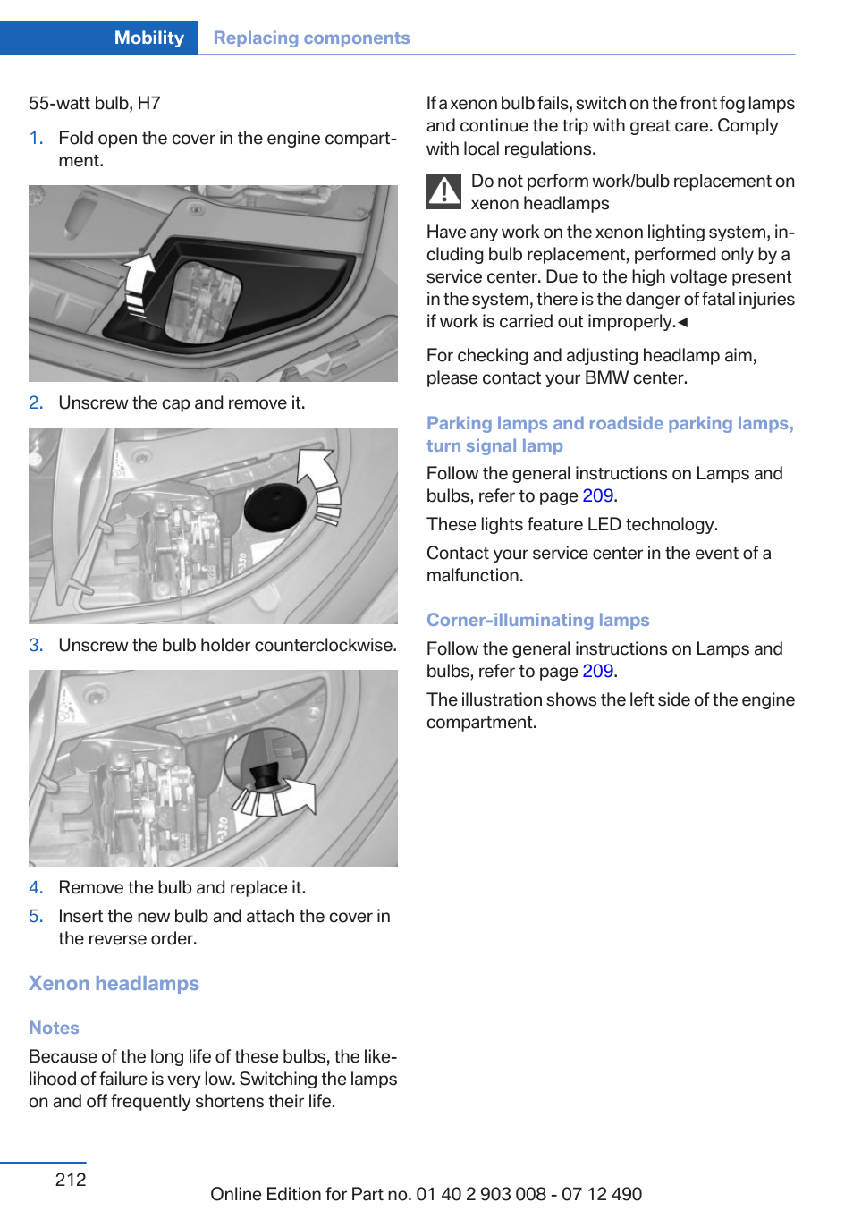 BMW 2013 5 Series User Manual | Page 212 / 252