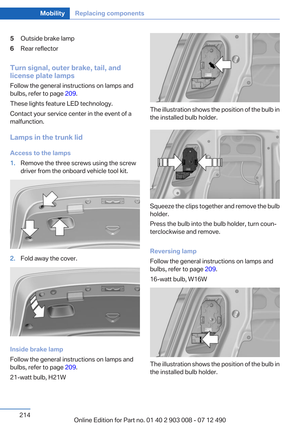 BMW 2013 5 Series User Manual | Page 214 / 252