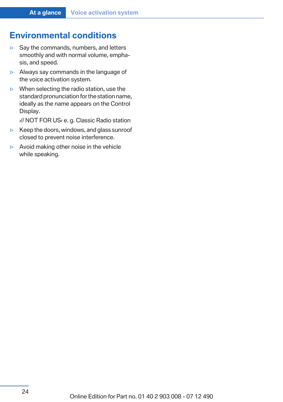 Environmental conditions | BMW 2013 5 Series User Manual | Page 24 / 252