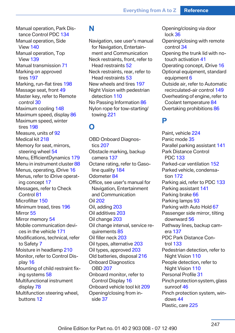 BMW 2013 5 Series User Manual | Page 247 / 252