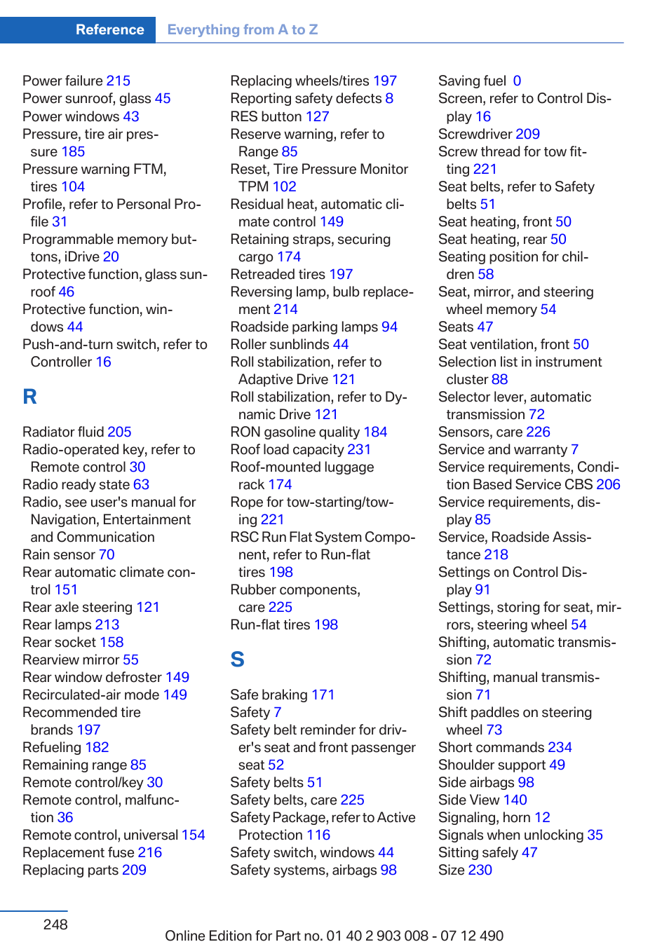 BMW 2013 5 Series User Manual | Page 248 / 252