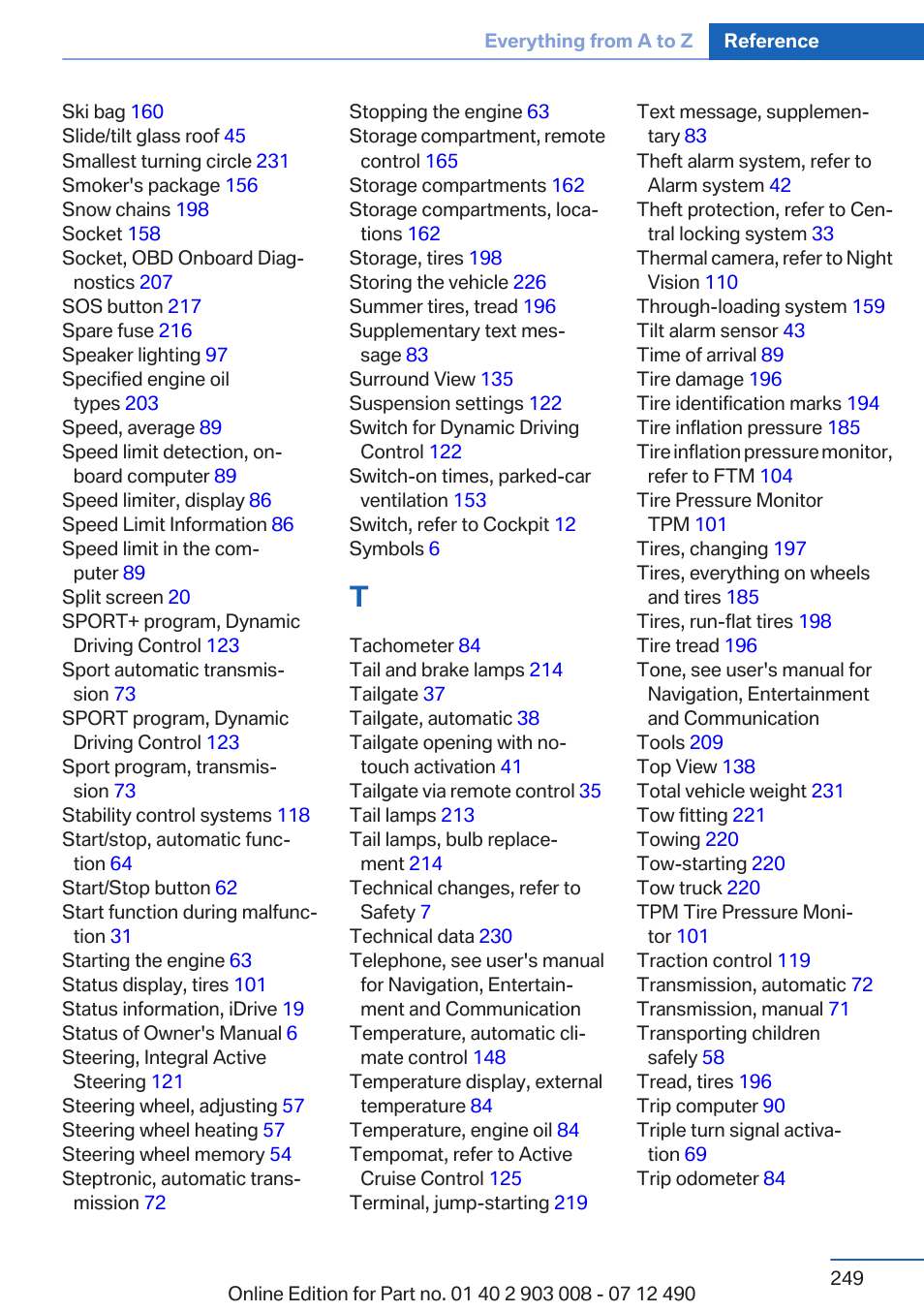 BMW 2013 5 Series User Manual | Page 249 / 252